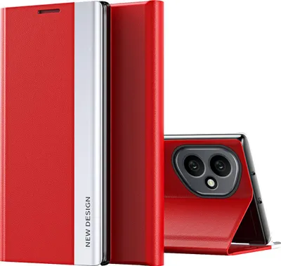 Image de Housse pour Honor 400, Cuir synthétique Magnétique Rabat Stand Housse de protection Rouge