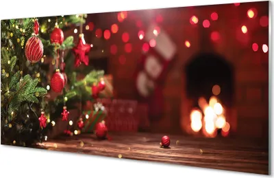 Produktbild von Glasbilder 120x60 Wandkunst Flitter Weihnachtsbaumg