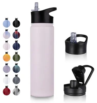 Produktbild von Edelstahl Trinkflasche - 750ml - mit Strohhalm, Auslaufsicher, Kohlensäure Geeignet, BPA frei