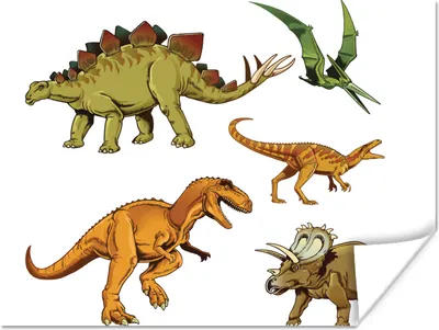 Produktbild von MuchoWow® Poster Dinosaurier - Zeichnung - Jungen - Kinder 120x90 cm - Wandbild