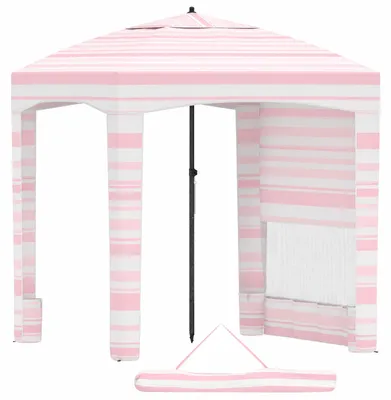 Zdjęcie produktu dla KOMFOTTEU, pawilon plażowy 185 x 185 cm, z boczną ścianą, osłona przeciwsłoneczna, namiot plażowy z workami z piaskiem i kotwicami, pawilon plażowy z regulowaną wysokością, z torbą transportową, osłona przeciwsłoneczna do użytku podczas kempingu i w ogrodzie