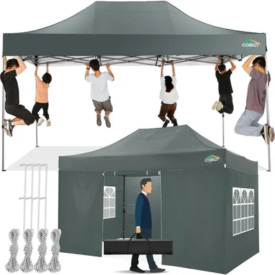 Productafbeelding van Partytent 3x4,5 meter, grijs, waterdicht, met 4 zijwanden, voor zonbescherming