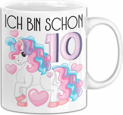 Produktbild von 10. Geburtstag Geschenk Tasse Becher Mädchen Tochter Geburtstagsgeschenk Einhorn Ich Bin Schon 10 (Weiß)
