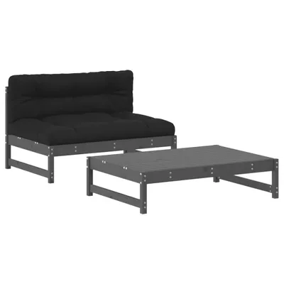 Immagine prodotto di set 2 pezzi da giardino con cuscini in legno massiccio grigio