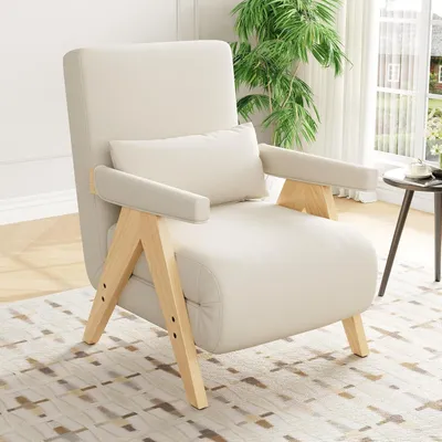 Produktbild von Schlafsessel 87x64x60cm mit 3-in-1-Rückenlehne und Fußstütze | Kissen, verstellbare Rückenlehne, ausklappbare Fußstütze, Liegesessel