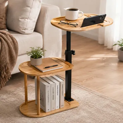 Beistelltisch C-Form höhenverstellbar 42-80 cm, 360° drehbar, Metall