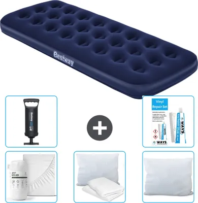 Produktbild von Bestway Luftmatratze – 1 Person – 76 x 185 x 22 cm – Blau – im Lieferumfang enthalten Zubehör