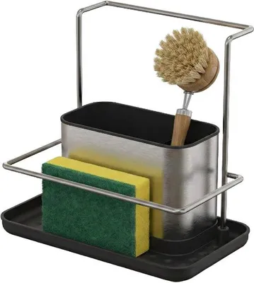 Productafbeelding van RVS Afwas Organizer met Drainer en Sponshouder, 19 x 21 x 12 cm