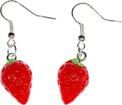 Produktbild von Erdbeeren Ohrringe Erdbeerohrringe Miniblings Hänger Strawberry rund rot 3D