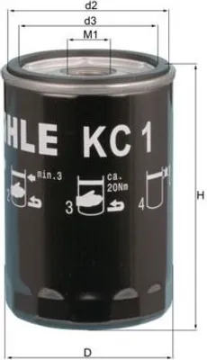 Produktbild von Kraftstofffilter MAHLE KC 1 für ISUZU Trooper III SUV Anschraubfilter