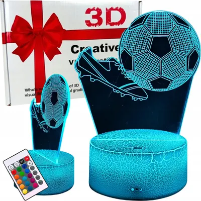 Obrázok produktu pre Nočná lampa pre deti, futbalová kopačka, 3D osvetlenie + diaľkové ovládanie