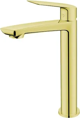 Image de Mélangeur lavabo avec bec haut sans vidage (bouchon) Or