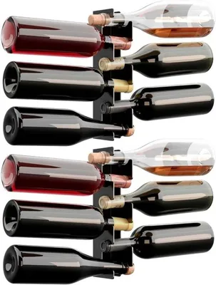 Produktbild von Famanu Weinregal Metall Schwarz – Wandmontage Flaschenhalter für 6 Weine