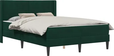 Produktbild von vidaXL Bettgestell mit Matratze Dunkelgrün 140 x 200 cm Samt