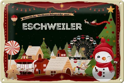 Produktbild von Blechschild Weihnachten Grüße ESCHWEILER 30x20cm