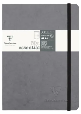 Produktbild von Clairefontaine 793435C Notizbuch AgeBag My Essentials, DIN A5, 14,8 x 21 cm, 96 Blatt, dot, nummeriert, 90g, 1 Stück, grau