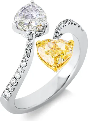 Produktbild von Ring Herz aus 750 Gold gelb/weiß 24 Diamanten 2,2ct B:12,8mm Innenumfang 52mm  Ø16.6mm