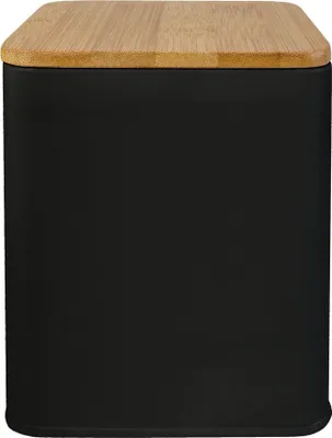Aufbewahrungsbox mit Bambusdeckel, Schwarz, 11x11x14 cm
