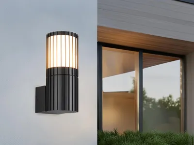 Produktbild von LED Außenwandleuchte modern aus Aluminium Anthrazit Fassadenbeleuchtung, H: 20cm