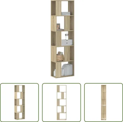 Immagine prodotto di The Living Store Libreria 5 ripiani rovere Sonoma 45x23,5x162,5 cm Materiale in legno