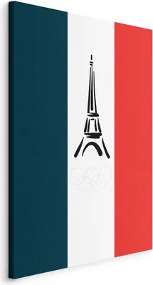 Produktbild von Vlies Leinwandbild - French Flag With Graphic Eiffel Tower 20x30 cm Abstrakt n-C-10043-b-a