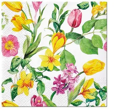Produktbild von 20 Servietten Early Spring - Narzissen & Tulpen 33x33cm