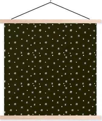 Produktbild von MuchoWow® Textilposter Schneeflocke - Winter - Muster 60x60 cm mit holzfarbenen Rahmen - Wanddekoration