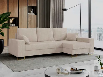 Produktbild von Ecksofa, Bettsofa, L-Form Couch mit Bettkasten - DORIAN-L - Beige