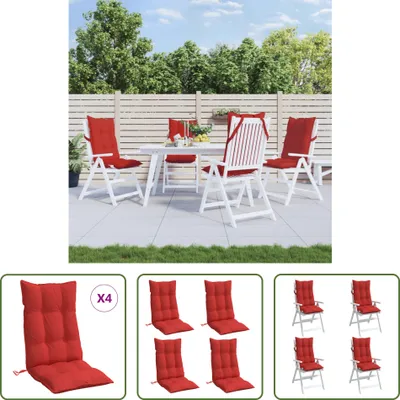 Produktbild von The Living Store Hochlehner-Auflagen 4 Stk. Rot Oxford-Gewebe