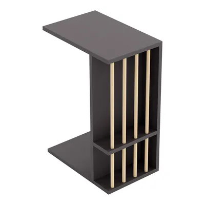 Image de Table d'appoint « Siikainen » avec montants verticaux et roulettes, 65 x 44 x 29 cm, noir