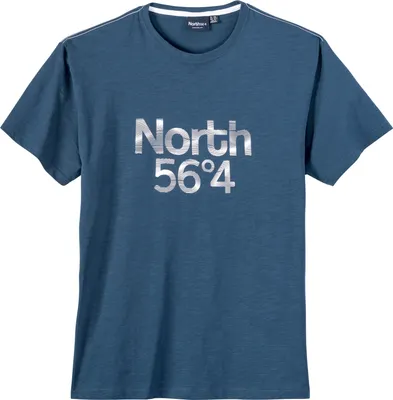 Produktbild von North 56°4 T-Shirt Übergröße stahlblau Logoprint