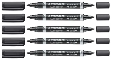 Produktbild von STAEDTLER Lumocolor 348 Permanent Duo – Schwarz, 0,6 & 1,5 mm