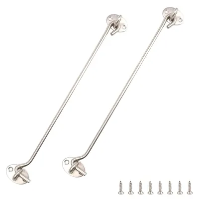 Produktbild von 2 Sturmhaken 30 cm silberfarbener Edelstahl Türriegel Riegelschloss