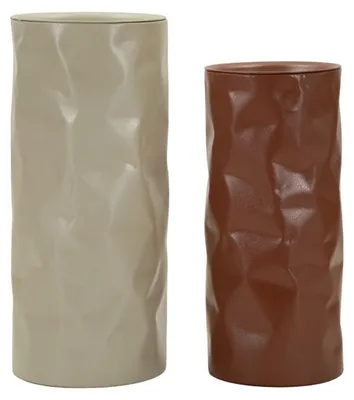 Obrázek produktu pro Červeno-bílé kovové odkládací stolky Norimberga – sada Ø 30 × 70 a Ø 27 × 60 cm