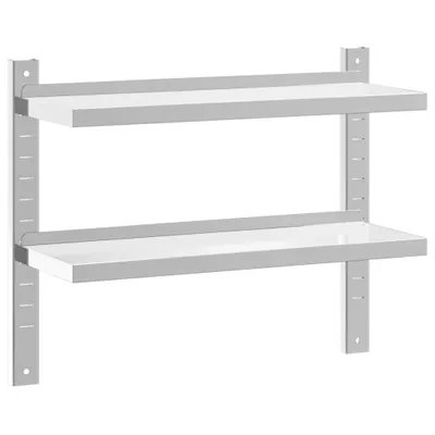 Obrázek produktu pro 2patrová nástěnná police 75x23,5x60 cm stříbrná nerezová ocel
