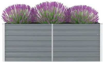 Immagine prodotto di Vaso rialzato per ortaggi e fiori - 160 x 80 x 45 cm - Grigio - Acciaio zincato resistente - Bordo di sicurezza - Resistente