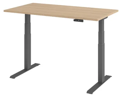 Produktbild von bümö Schreibtisch elektrisch XDKB - Gestell: Graphit, Nachbildung: Eiche, Größe: 140 x 80 cm