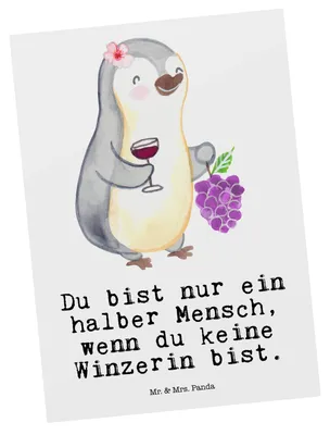 Produktbild von Mr. & Mrs. Panda Postkarte Winzerin Herz - Weiß - Geschenk, einzelkarte, Ansichtskarte, Grußkarte, Postkarten, bildkarte