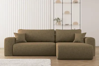 Produktbild von Ecksofa mit Schlaffunktion und Stauraum für Bettzeug, L-förmiges Sofa,Capri Stoff Verita Rechts Hellbraun