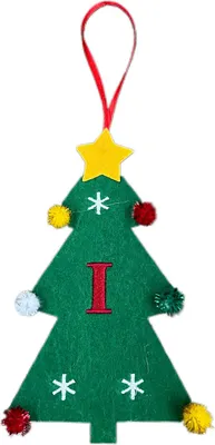 Produktbild von Weihnachtsbaum-Anhänger-Ornament mit Schlüsselband, 26 Buchstaben-Design, Filzstoff, Weihnachtsdekoration zum Aufhängen am Weihnachtsbaum