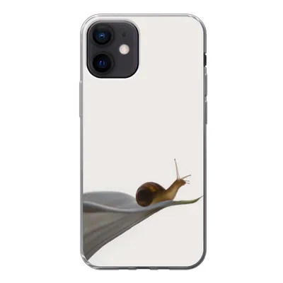Produktbild von MuchoWow® Handyhülle Schutzhülle Hülle für iPhone 12 Schnecke - Lilie - Grau Silikon Softcase Handy Hülle - Schutzhülle