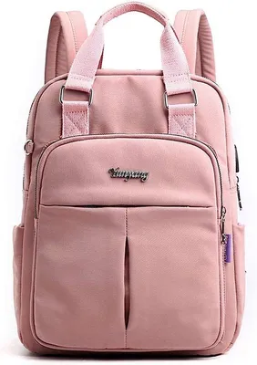 Produktbild von Unyqoos® Laptop-Rucksack für Damen & Mädchen – wasserfestes Nylon-Daypack mit USB-Anschluss, Gepäckriemen, 28×12×36 cm, für Laptops bis 12,9 Zoll
