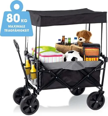 Produktbild von EASYmaxx Bollerwagen mit Dach - faltbar  - anthrazit/schwarz