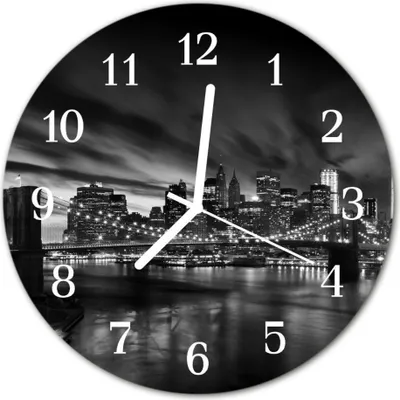 Produktbild von Glasuhr Wanduhr Küchenuhr Echt-Glas 30fi cm Stadt schwarz