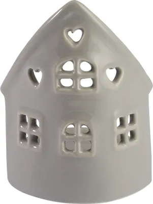 Produktbild von Greengate Kerzenständer Weihnachten Haus grau 8x11cm
