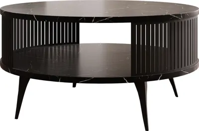 Produktbild von MIRJAN24 Couchtisch Roenni, Wohnzimmer Kaffeetisch, Beine und Seiten aus Stahl (Farbe: Schwarz / Black Pietra Grigia)