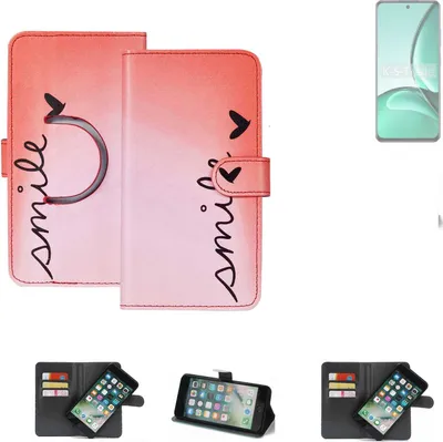 Produktbild von K-S-Trade Schutzhülle Handyhülle kompatibel mit Realme V60s Hülle cover bookstyle Etui ''smile'' rot Standfunktion Kameraschutz (1Stk)