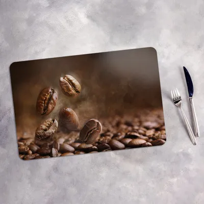 Produktbild von Tischset 6x45x30 cm + 6x10fi cm Platzset Tischmatte Platzmatte Untersetzer - Kaffee Coffee Bohnen