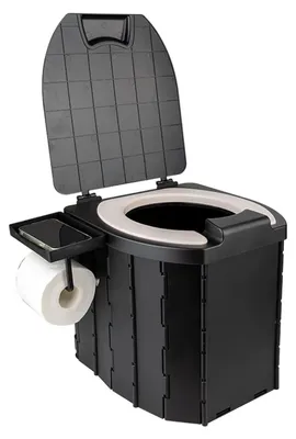 Produktbild von Tragbare Klapptoilette - Campingtoilette für Auto und Outdoor - Kunststoff - PolyurethanSitz und Deckel - Toilettenpapierhalter - Ohne Strom