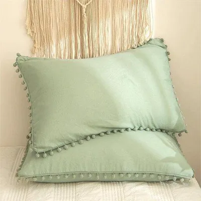 Produktbild von Famanu Kissenbezüge 2er Set 45 x 45 cm - Bohemian Stil mit Pompons